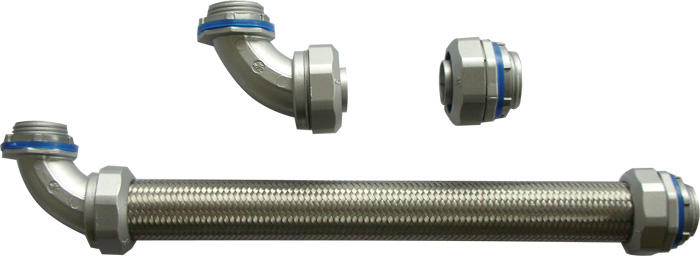 High strength metal over braided flexible liquidtight steel conduit