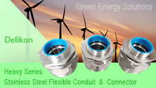 Delikon heavy series stainless steel flexible conduit and stainless steel connector,liquid tight metal conduit and fittings for green energy power station