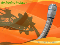 Heavy Series Over Braided Flexible Conduit and Conduit Fittings For Mining and Metal Industry Wirings