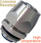 Delikon Corrosion Resistant High Temperature Heavy Series Stainless Steel Connector produced from solid stainless steel rods, offers the best combination of strength, oxidation resistance and elevated temperature properties for long service, high temperature industrial applications and together with heavy series over braided flexible conduit has been successfully employed for application in the utility, petrochemical, refinery,oil and gas industry, automotive, steel casting, foundry and forging industry.