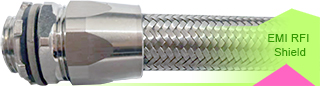 Delikon heavy series overbraided flexible conduit and heavy series connector systems protect vulnerable cabling on metal machining, welding or heavy plant